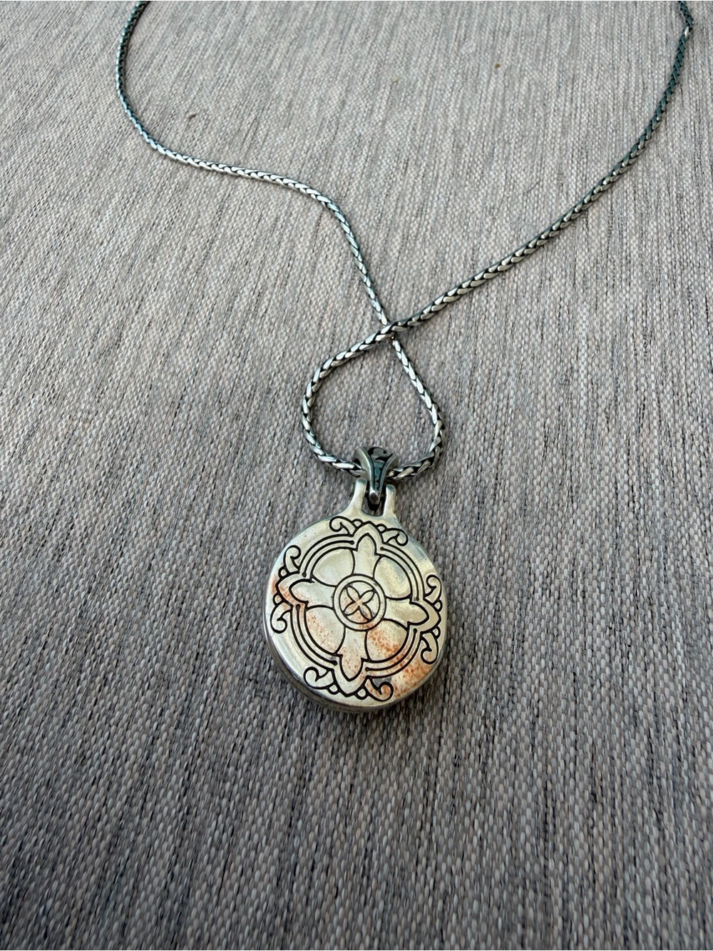 BRIGHTON Locket Celtic Blue Crystal Stone Long Filigree Silver Pendant Necklace - Picture 4 of 8